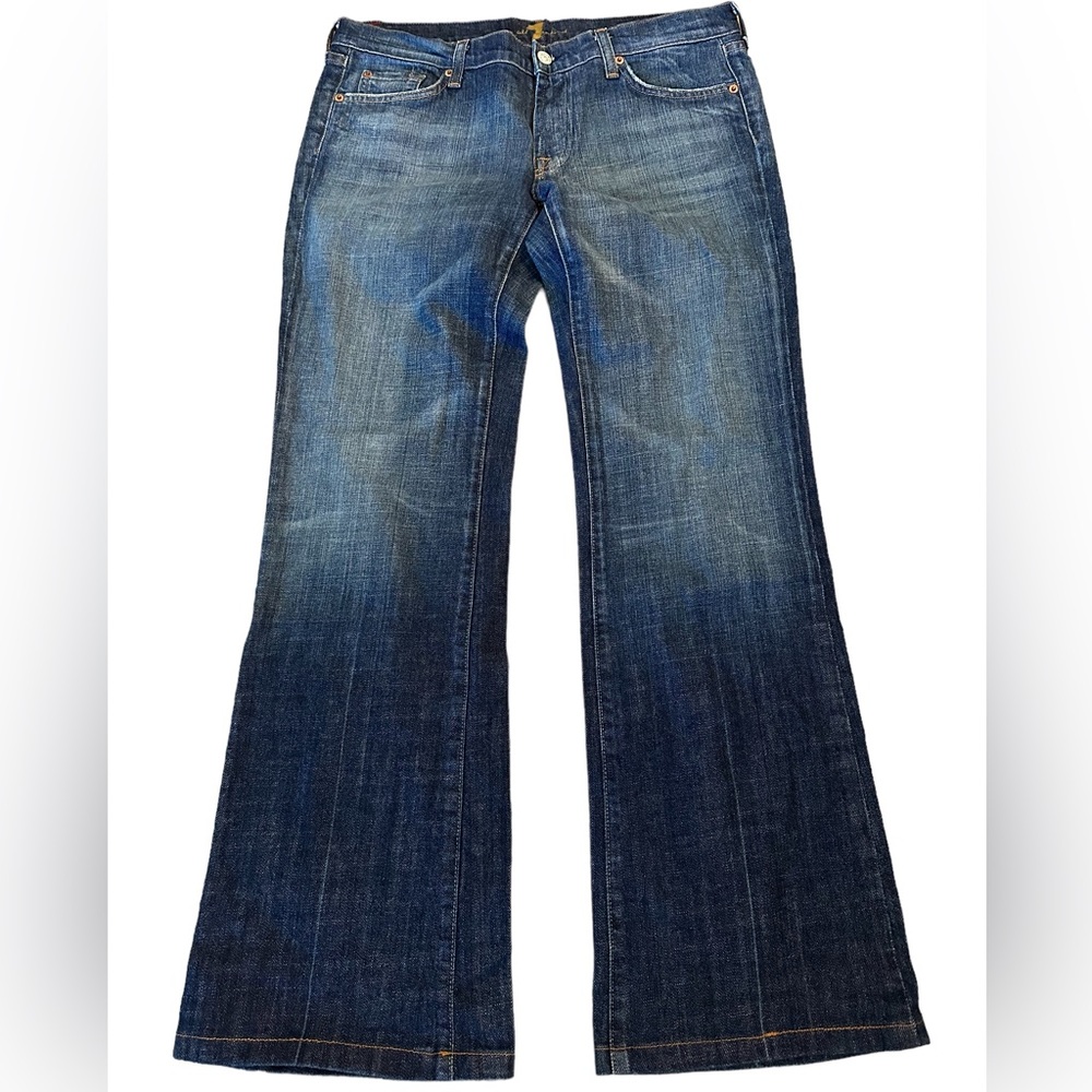 7 for All Mankind Flare Jeans Distressed Stretch Size 32